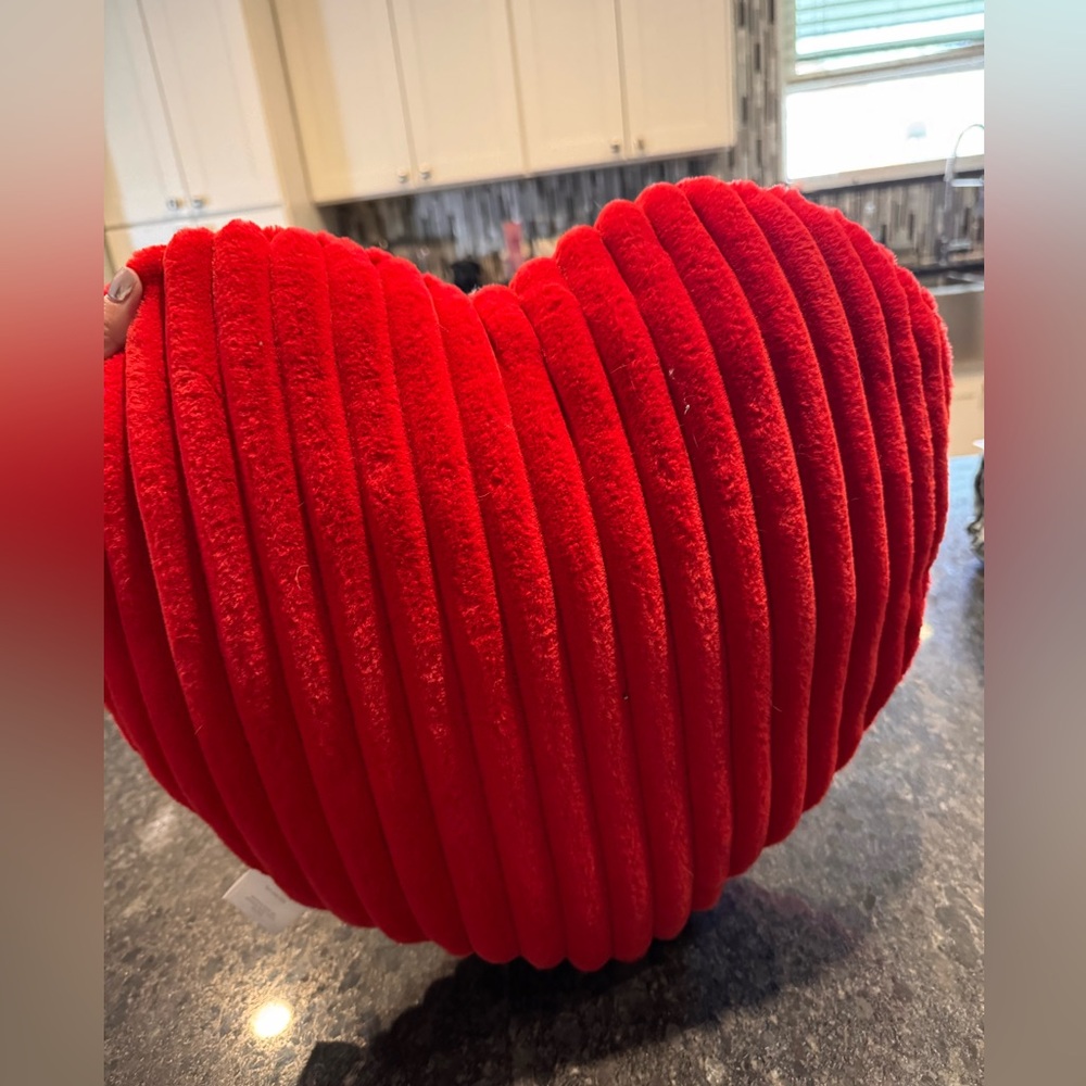 Red Heart-Shaped Plush Pillow